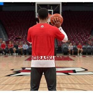 Adidas Nebraska Huskers Basketball Warm Up Shirt Men 2XL Performance Y2K EUC